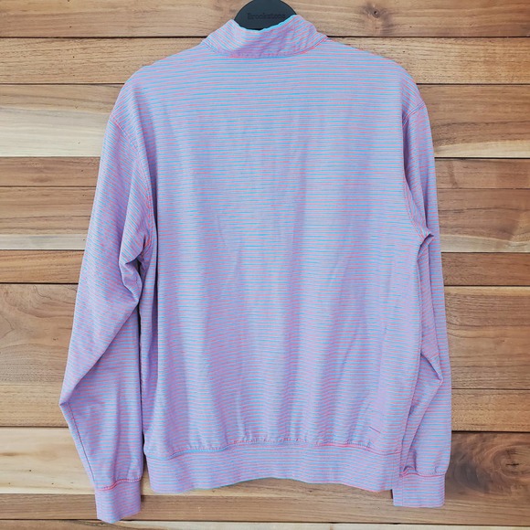 Oliver Ridley Mens 1/4 Zip Striped Pullover Long Sleeve Golf Top Sz M Pink Blue - Picture 4 of 8